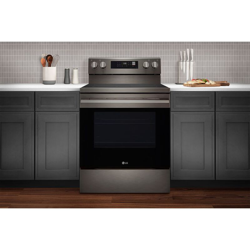 LG 30 in. 6.3 cu. ft. Smart Air-Fry True European Convection Electric Range with Radiant Burners - Black Stainless Steel, , hires
