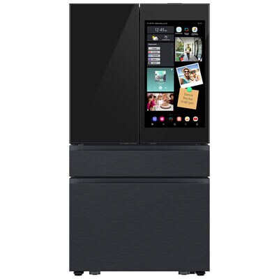 Samsung Bespoke 36 in. 22.5 cu. ft. Smart Counter Depth 4-Door French Door Refrigerator with AI Family Hub+, Beverage Center & Internal Water AutoFill Pitcher - Matte Black Steel | RF90F23AECE