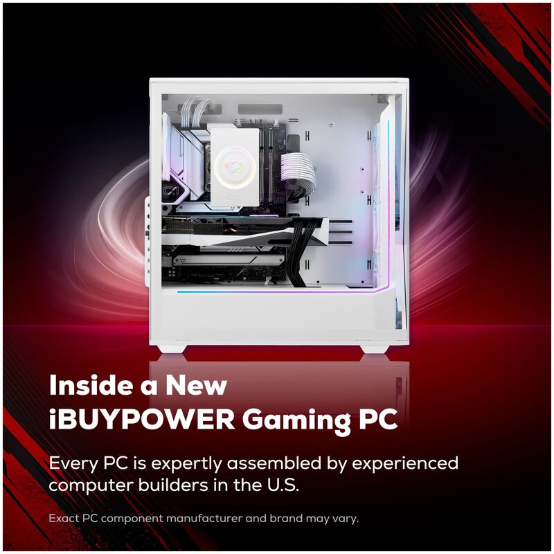 iBUYPOWER Slate Gaming Desktop with Intel Core Ultra 9 285, 24-Core CPU, NVIDIA GeForce RTX 5070, 12GB VRAM GPU, 32 GB RAM, 2 TB SSD & Windows 11 Home - White, , hires