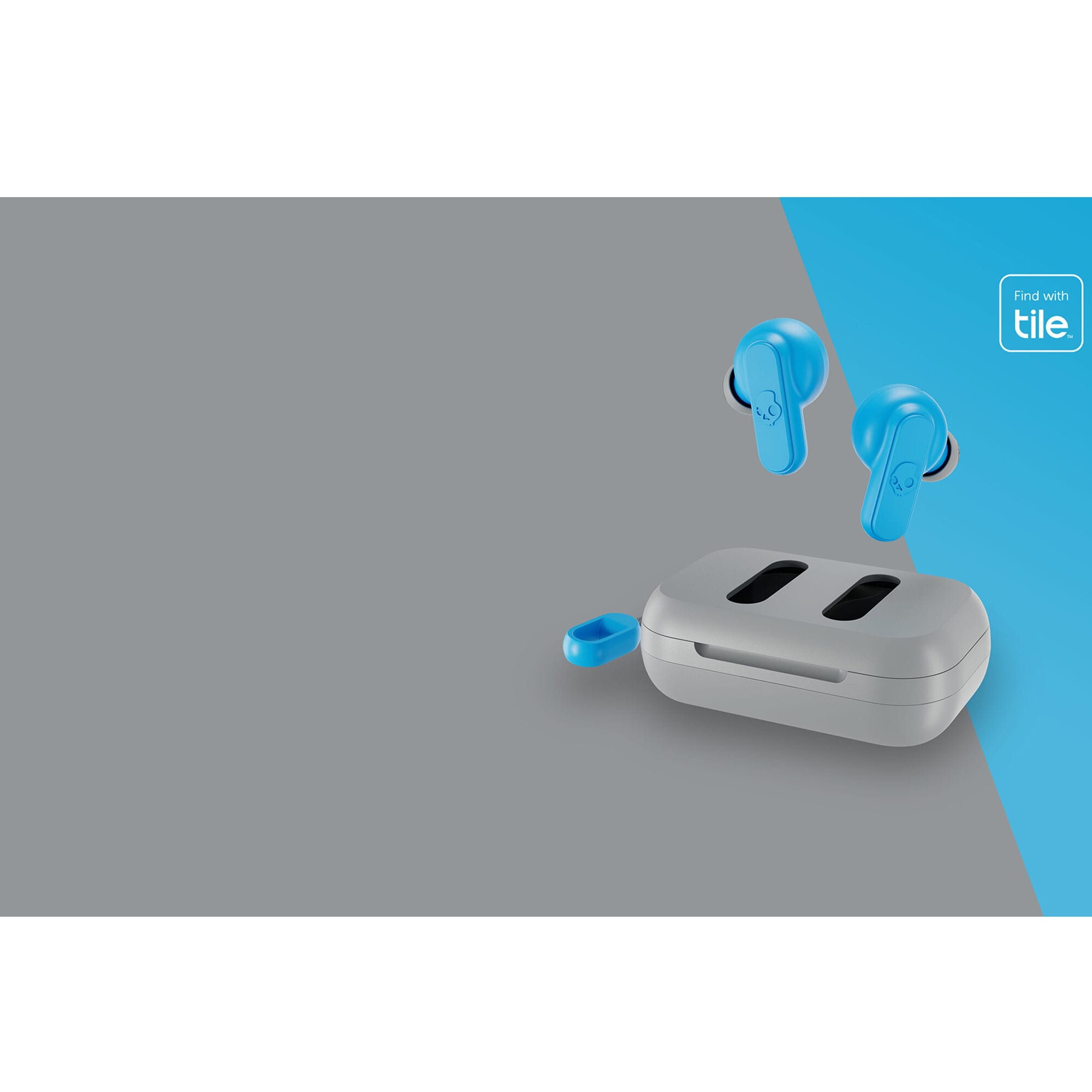 Skullcandy Dime 2 Wireless Earbud Headphones Bluetooth Light Gray Blue
