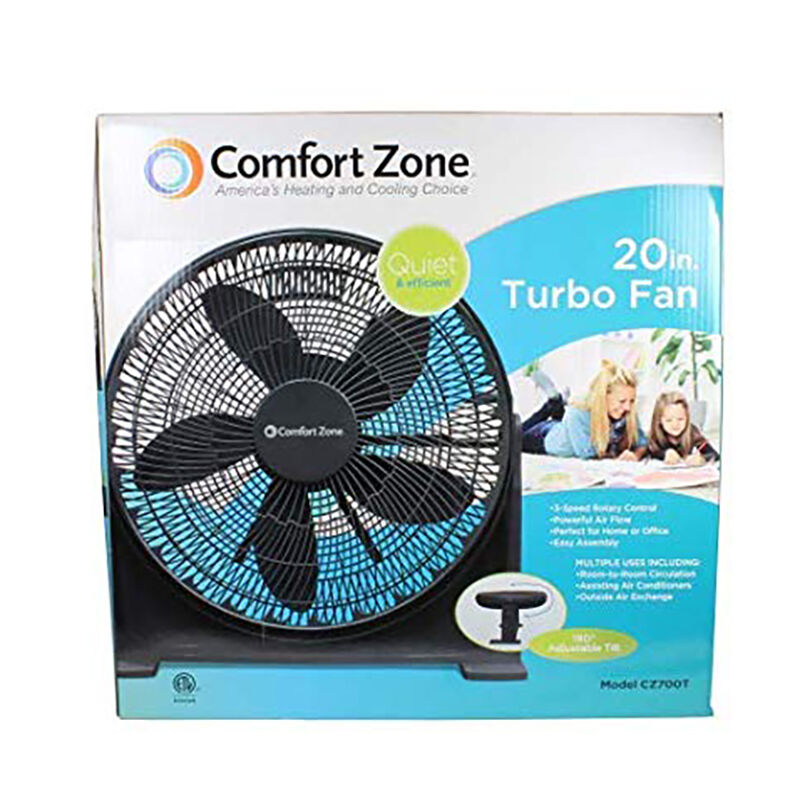Comfort Zone High Velocity Turbo Fan - Black, , hires