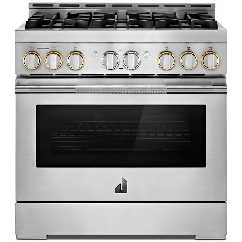 JennAir Rise Series 36 in. 5.1 cu. ft. Smart Convection Oven Freestanding Gas Range with 6 Sealed Burners - Stainless Steel, , hires
