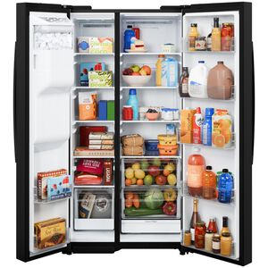 GE 36 in. 27.9 cu. ft. Side-by-Side Refrigerator with Ice & Water Dispenser - Black, , hires