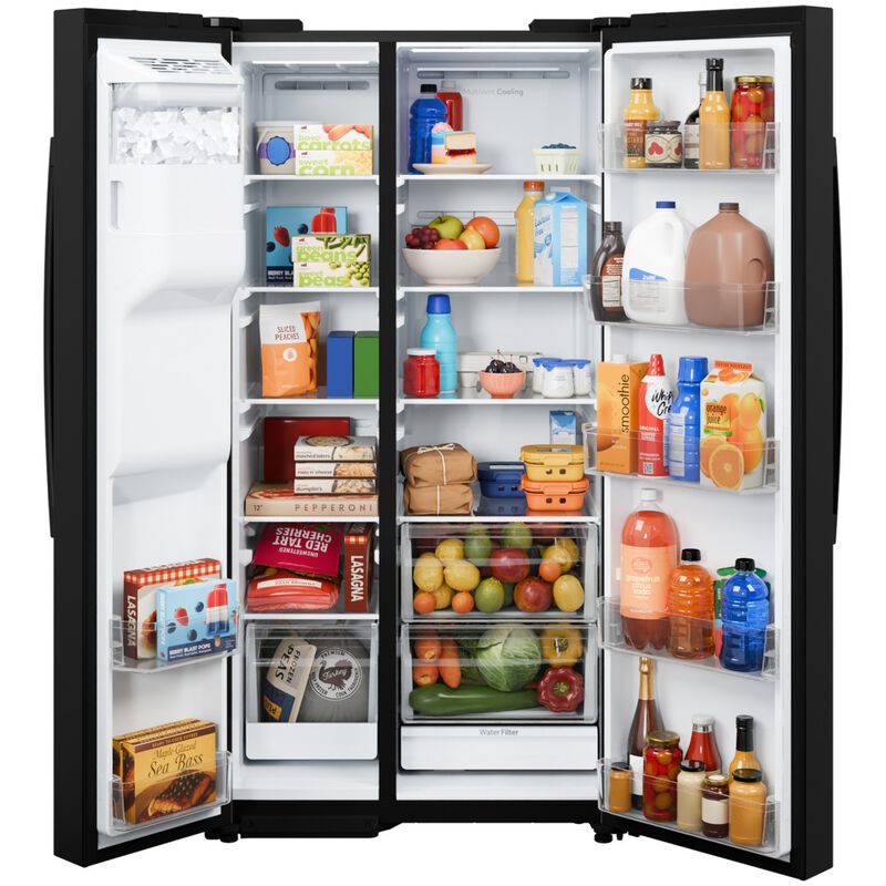 GE 36 in. 27.9 cu. ft. Side-by-Side Refrigerator with Ice & Water Dispenser - Black, , hires