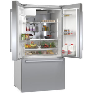 Bosch 500 Series 36 in. 26.0 cu. ft. Smart French Door Refrigerator with External Ice & Water Dispenser - Stainless Steel, Stainless Steel, hires