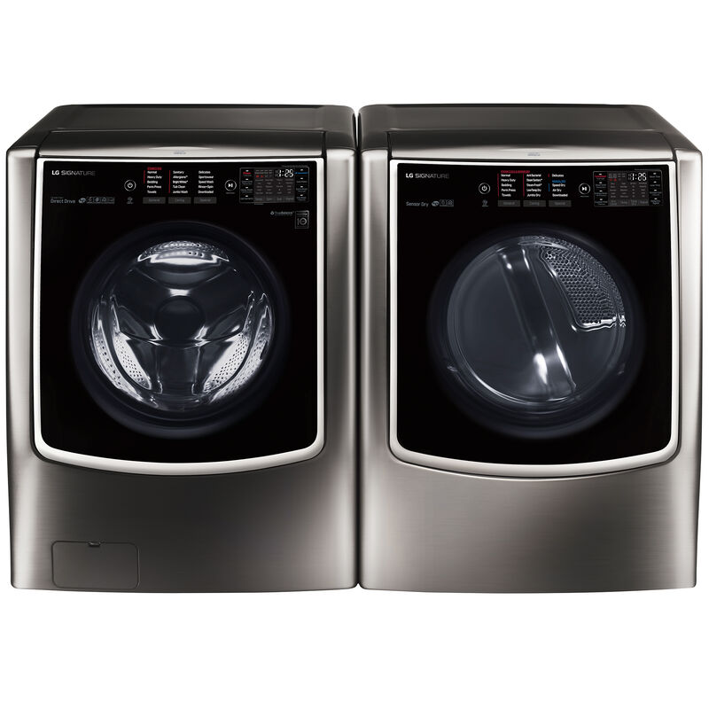 LG Signature 29 in. 9.0 cu. ft. Electric Dryer with TurboSteam Technology & Sensor Dry - Black Stainless Steel, , hires