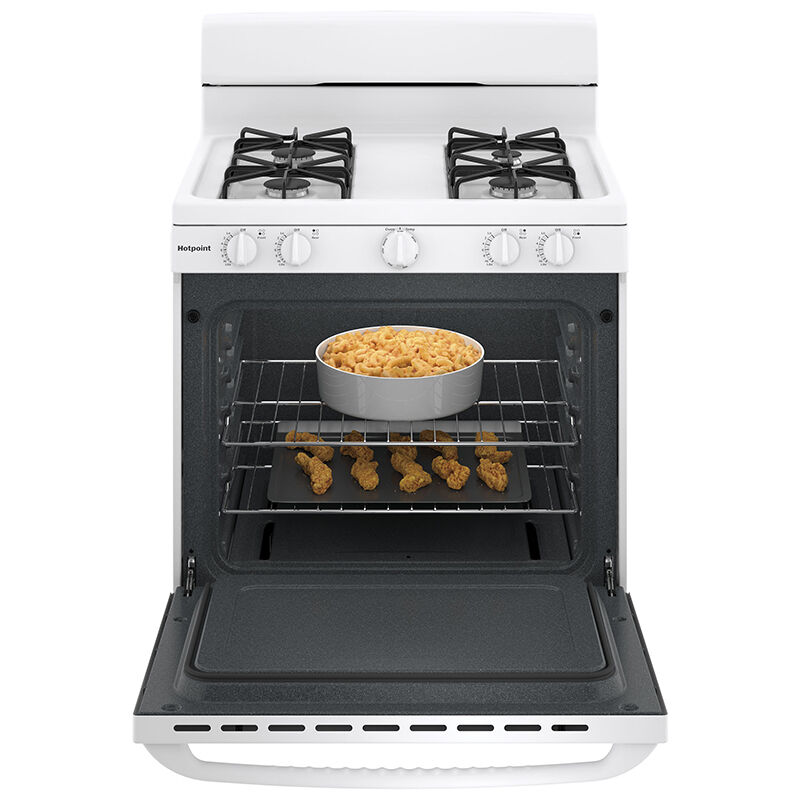 Hotpoint 30 in. 4.8 cu. ft. Oven Freestanding Gas Range with 4 Sealed Burners White