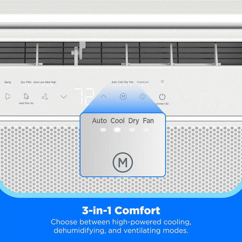 Midea QB Series 12,000 BTU 115V U-Shaped Smart Energy Star Window Air Conditioner with Inverter, 3 Fan Speeds, Sleep Mode & Remote Control - White, , hires