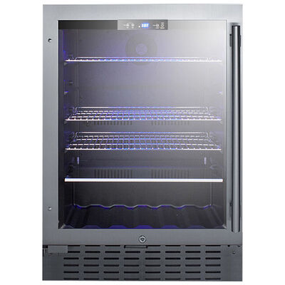 Summit Commercial 24 in. 4.2 cu. ft. Built-In/Freestanding Beverage Center with Pull-Out Shelves & Digital Control - Stainless Steel | SCR2466BLHD
