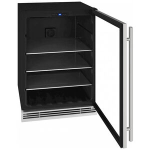 U-Line 1 Class Series 24 in. Built-In/Freestanding 5.7 cu. ft. Compact Beverage Center with Adjustable Shelves & Digital Control - Stainless Steel, , hires