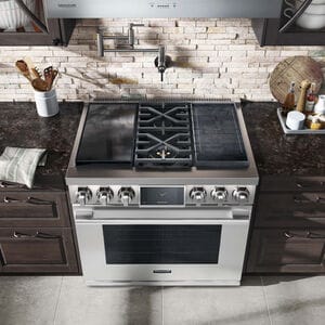 Signature Kitchen Suite 36 in. 6.3 cu. ft. Smart Standard Convection Steam Dual Fuel Range with 2 Sealed & 2 Induction Burners - Stainless Steel, , hires