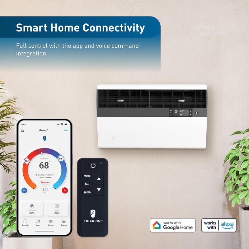 Friedrich Kuhl Series 9,400 BTU Heat/Cool Smart Window/Wall Air Conditioner with Inverter, 3 Fan Speeds & Remote Control - White, , hires