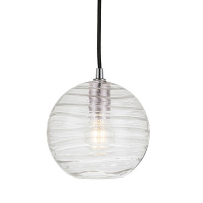 Hudson & Canal Wayve 8 in. Pendant with Rippled Clear Glass - Polished Nickel | PD0079