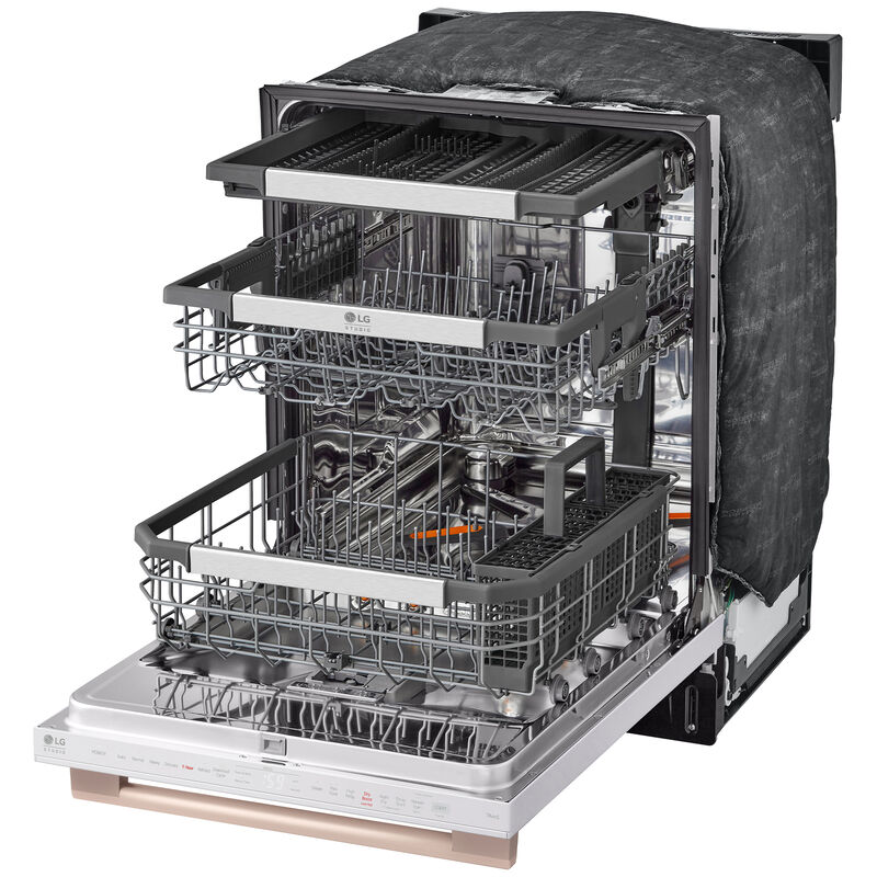 LG Studio 24 in. Top Control Flush-Mount Smart Dishwasher with 40 dBa Sound Level, 3rd-Rack & Dynamic Heat Dry - Essence White, , hires