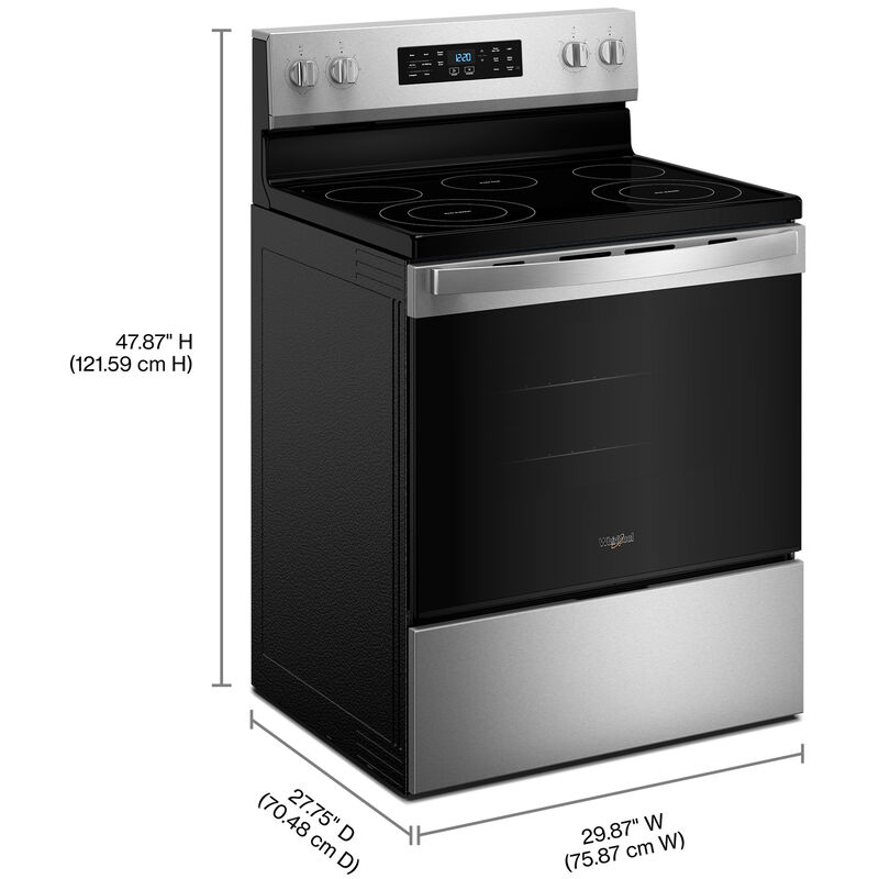 Whirlpool 30 in. 5.3 cu. ft. Air-Fry Standard Convection Electric Range with Radiant Burners - Stainless Steel, , hires