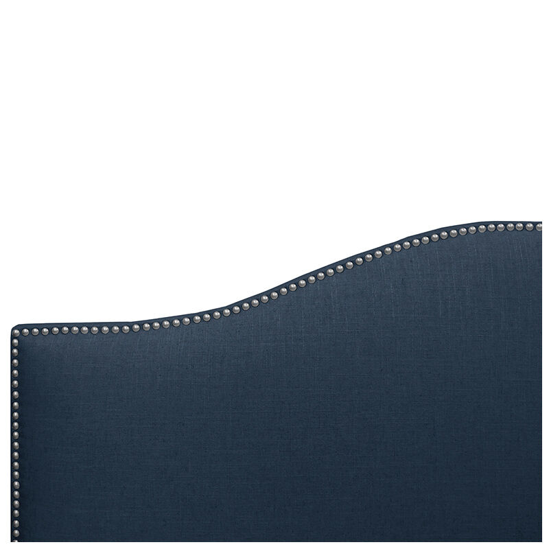 Skyline Twin Nail Button Bed in Linen - Navy, Navy, hires