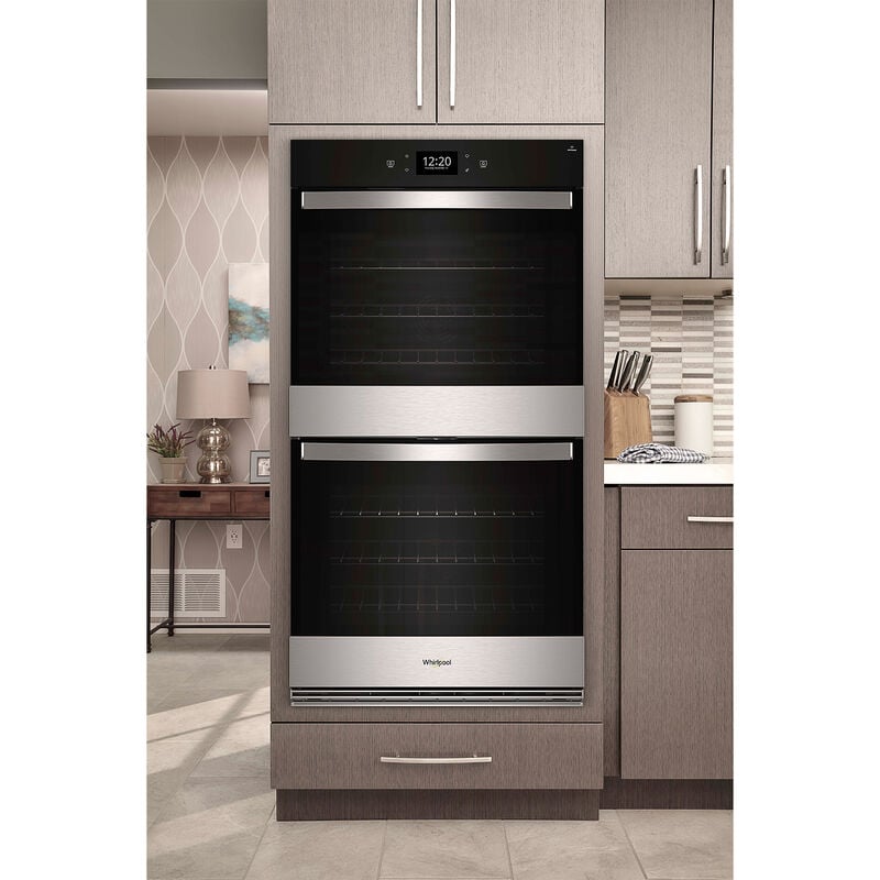 Whirlpool 27 in. 8.6 cu. ft. Smart Top Control Electric Double Wall Oven with True European Convection - Fingerprint Resistant Stainless, , hires
