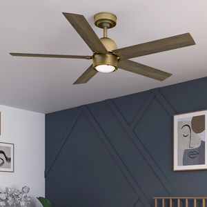 Hunter 52 in. Erling Energy Star Ceiling Fan with LED Light Kit & Handheld Remote - Luxe Gold, Gold, hires