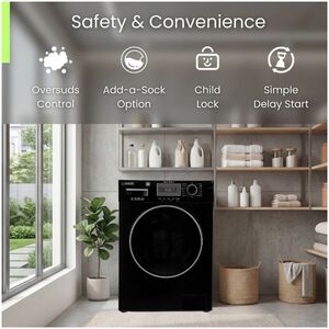 Equator Compact 24 in. 1.57 cu. ft. Stackable Front Load Washer with Pet & Sanitize Cycle - Black, , hires