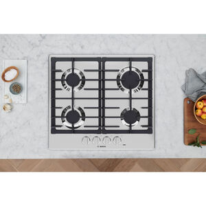 Bosch 500 Series 24 in. 4-Burner Natural Gas Cooktop with Simmer Burner - Stainless Steel, , hires