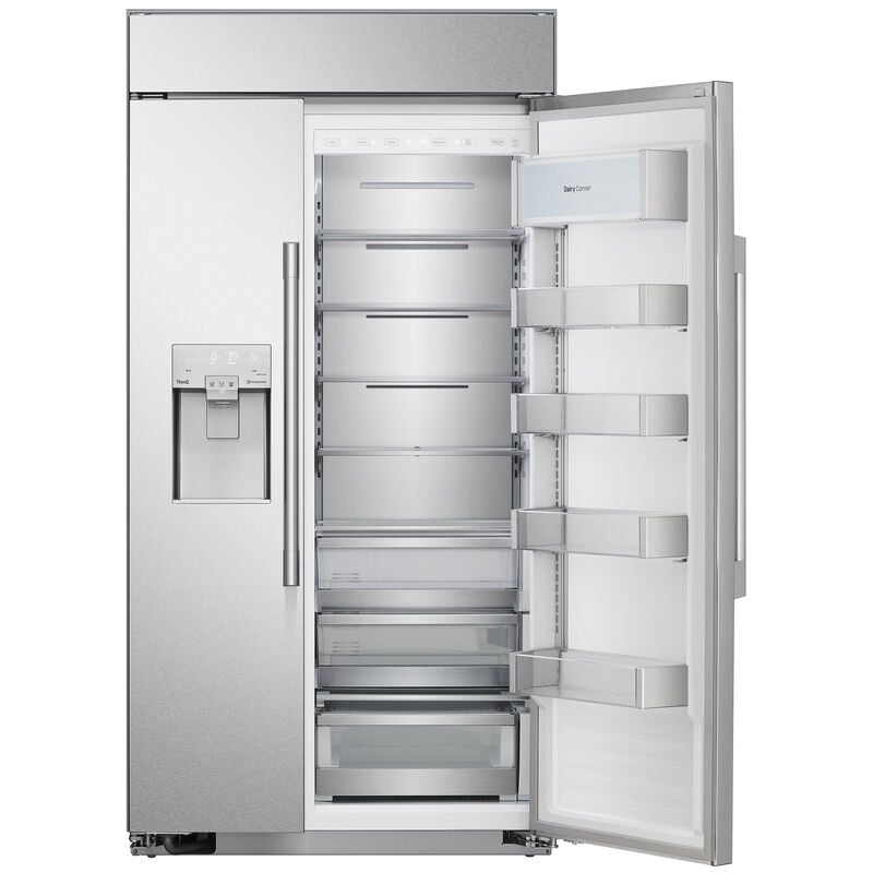 Signature Kitchen Suite 42 in. 25.6 cu. ft. Built-In Smart Counter Depth Side by Side Refrigerator with Ice & Water Dispenser - Stainless Steel, , hires