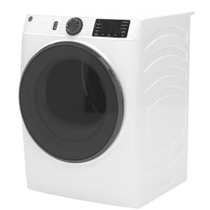 GE 28 in. 7.8 cu. ft. Smart Stackable Gas Dryer with Sensor Dry, Sanitize & Steam Cycle - White, White, hires