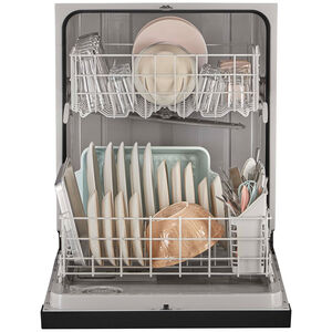 Whirlpool 24 in. Front Control Dishwasher with 57 dBa Sound Level & Pocket - Black, Black, hires