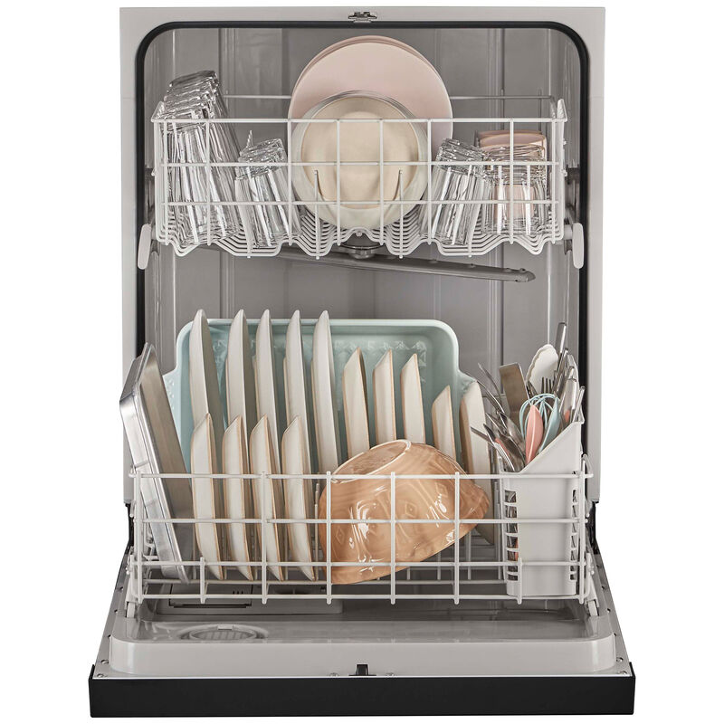 Whirlpool 24 in. Front Control Dishwasher with 57 dBa Sound Level & Pocket - Black, Black, hires