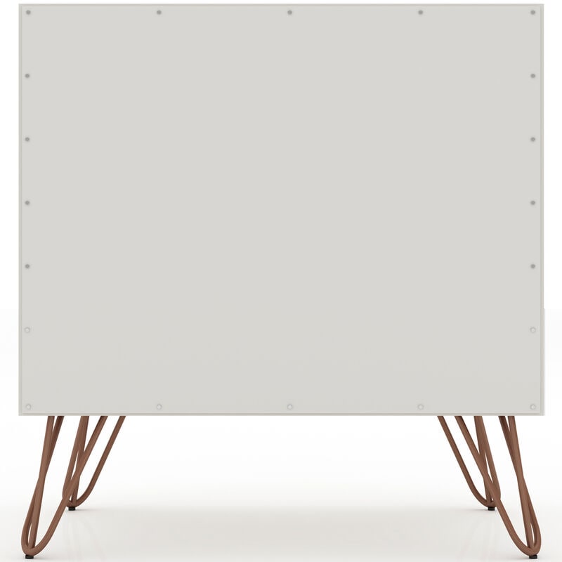 Manhattan Comfort Rockefeller Mid-Century Modern 2-Drawer Nightstand Off White, White, hires