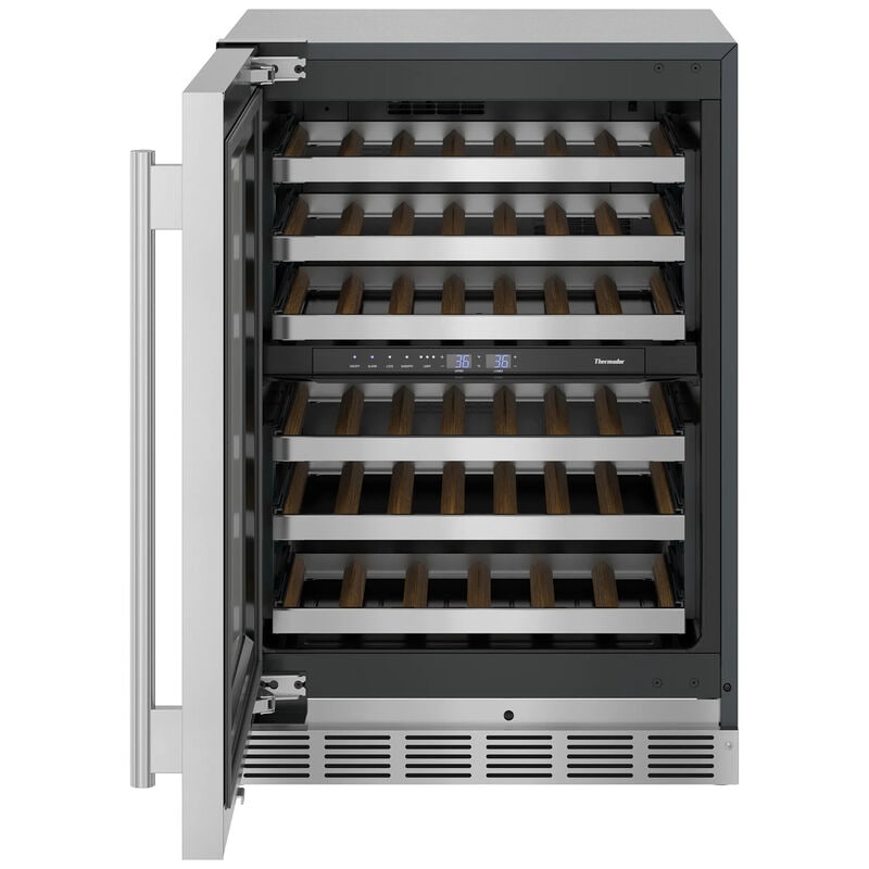 Thermador Masterpiece Series 24 in. Undercounter Wine Cooler with Wood Racks, Dual Temperature Zones & 41 Bottle Capacity - Stainless Steel, , hires
