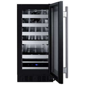 Summit 15 in. Undercounter Wine Cooler with Metal Racks, Single Temperature Zone & 18 Bottle Capacity - Stainless Steel, , hires