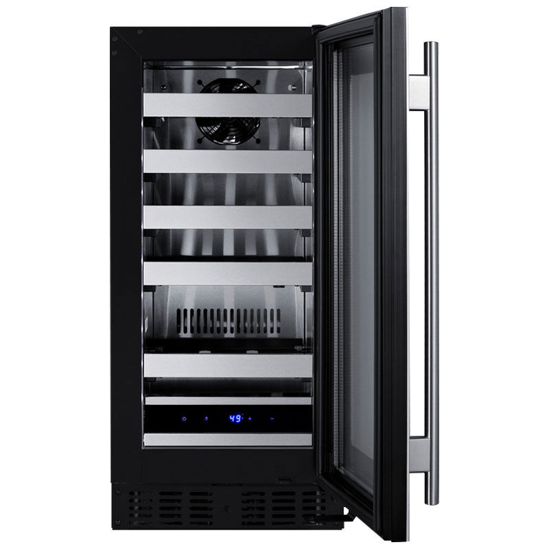 Summit 15 in. Undercounter Wine Cooler with Metal Racks, Single Temperature Zone & 18 Bottle Capacity - Stainless Steel, , hires