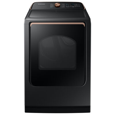 Samsung 27 in. 7.4 cu. ft. Smart Gas Dryer with Sensor Dry, Sanitize & Steam Cycle - Brushed Black | DVG54CG7550V