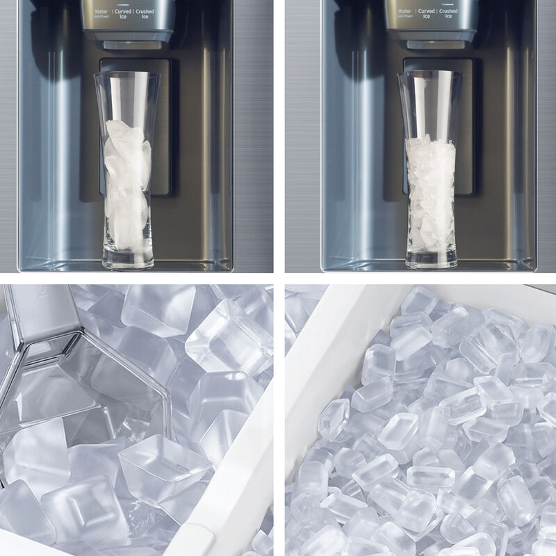 Samsung 36 in. 29.8 cu. ft. Smart 4-Door French Door Refrigerator with Double Freezer and External Ice & Water Dispenser - Fingerprint Resistant Stainless Steel, Fingerprint Resistant Stainless, hires