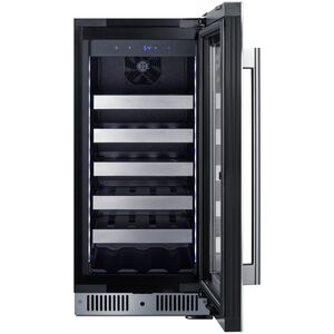 Summit 15 in. Undercounter Wine Cooler with Metal Racks, Single Temperature Zone & 23-Bottle Capacity - Stainless Steel, , hires