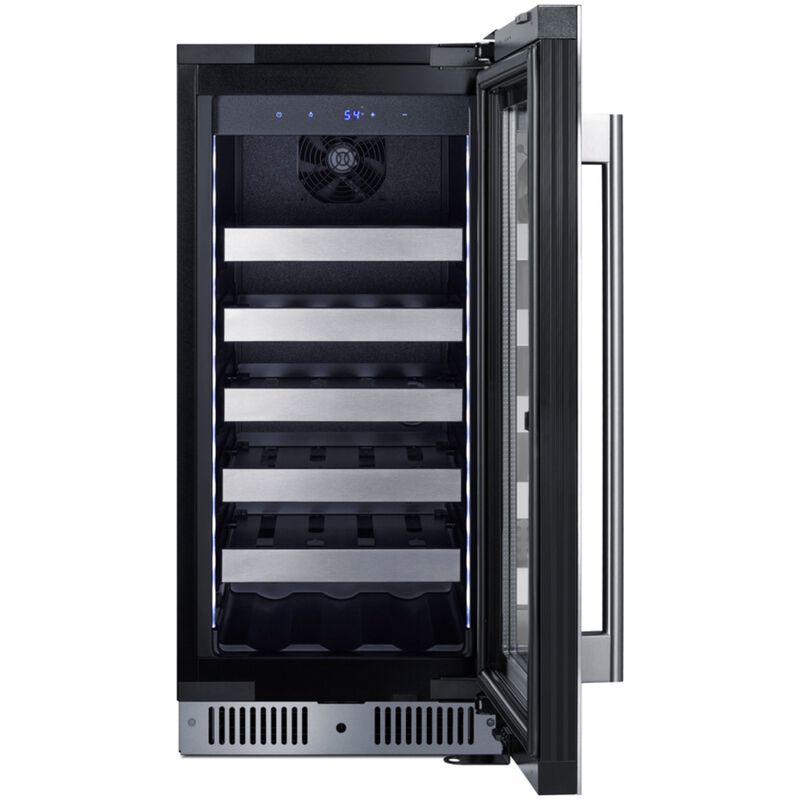 Summit 15 in. Undercounter Wine Cooler with Metal Racks, Single Temperature Zone & 23-Bottle Capacity - Stainless Steel, , hires