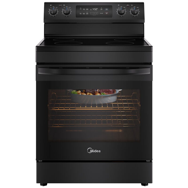 Midea 30 in. 6.3 cu. ft. Electric Range with Radiant Burners - Black, Black, hires