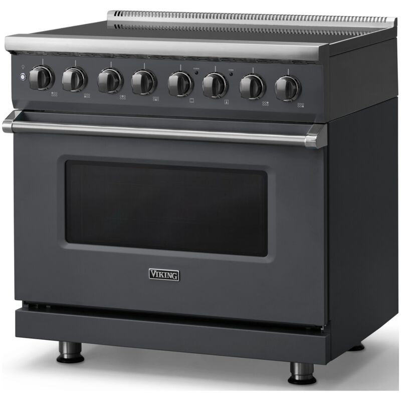 Viking 5 Series 36 in. 5.6 cu. ft. True European Convection Electric Range with 6 Induction Burners - Cast Black, , hires
