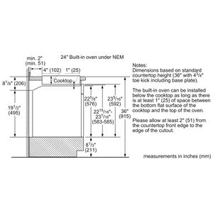 Bosch 500 Series 24 in. 2.8 cu. ft. Electric Single Wall Oven with True European Convection - Stainless Steel, , hires