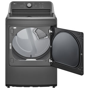 LG 27 in. 7.3 cu. ft. Electric Dryer with FlowSense Duct Clogging Indicator, LoDecibel Quiet Operation & Sensor Dry - Monochrome Gray, Monochrome Gray, hires