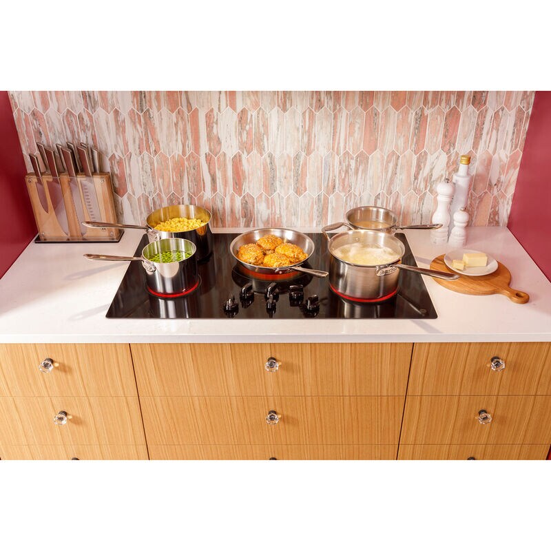 GE 36 in. 5-Burner Electric Cooktop with Simmer Burner & Power Burner - Stainless Steel, , hires