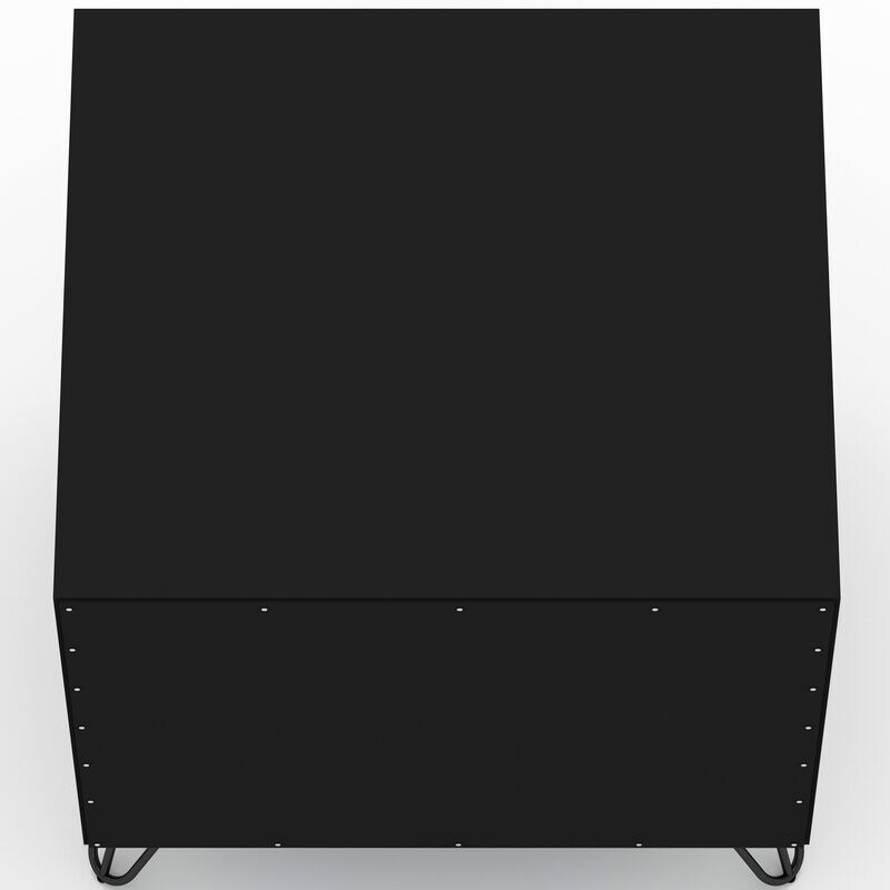 Manhattan Comfort Rockefeller Mid-Century Modern 1-Drawer Nightstand Black, Black, hires
