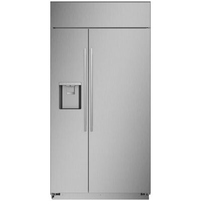 Monogram 42 in. 24.4 cu. ft. Built-In Smart Counter Depth Side-by-Side Refrigerator with External Ice & Water Dispenser- Stainless Steel | ZISS420DNSS