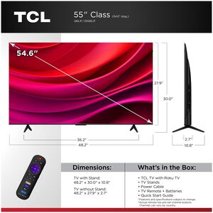 TCL - 55" Class Q6LR Series QLED 4K UHD Smart Roku TV, , hires