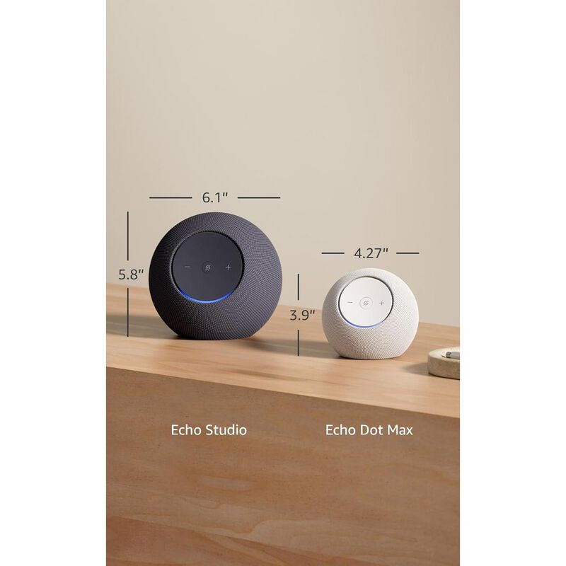 Amazon Echo Dot Max (newest model), Alexa speaker with room-filling sound and built-in smart home hub, designed for Alexa+ (Graphite), , hires