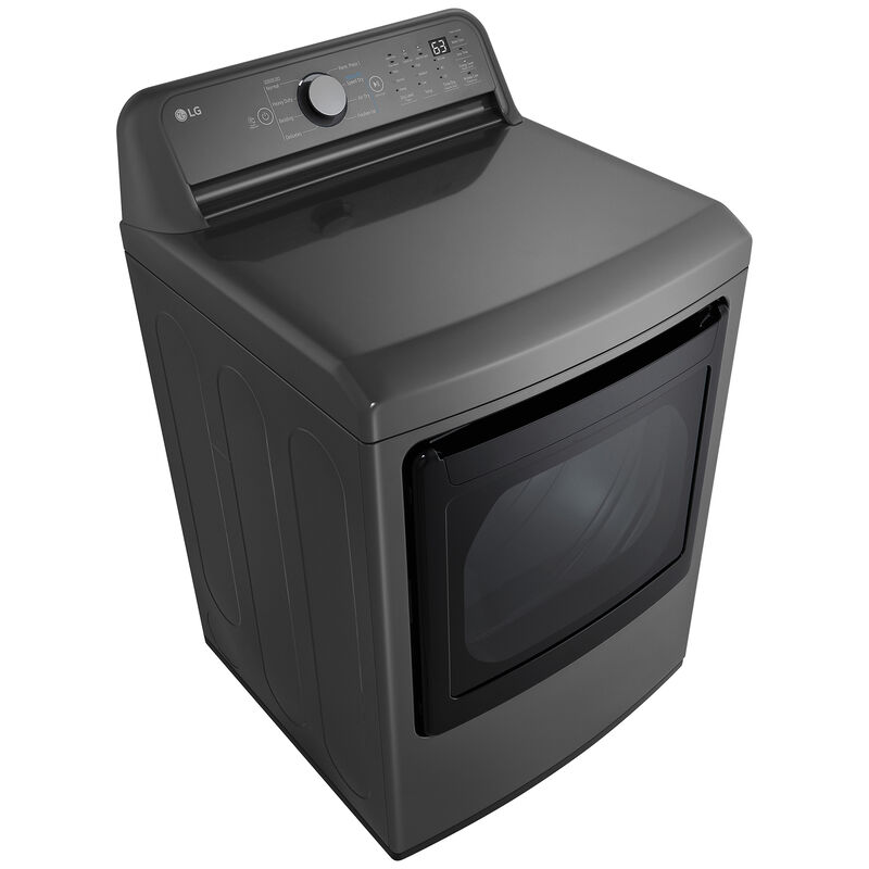LG 27 in. 7.3 cu. ft. Electric Dryer with Flow Sense Duct Clogging Indicator, LoDecibel Quiet Operation & Sensor Dry - Middle Black, Black, hires