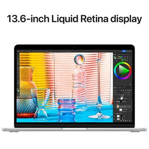 Apple MacBook Air (2022) 13.6 in. Notebook with Apple Intelligence, Apple M2 8-Core CPU, 10-Core GPU, 8 GB RAM, 512 GB SSD, up to 18 Hrs. of Battery Life & Mac OS - Silver, , hires