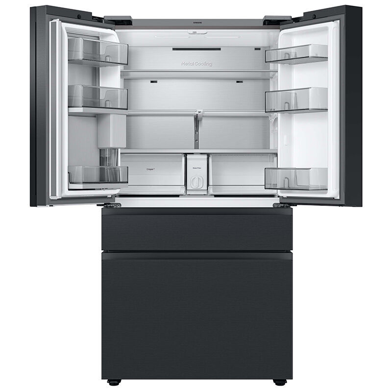 Samsung Bespoke 36 in. 22.5 cu. ft. Smart Counter Depth 4-Door French Door Refrigerator with Family Hub, Ice & Water Dispenser - Charcoal / Matte Black, Charcoal, hires