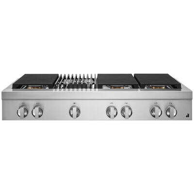 JennAir Noir 48 in. 6-Burner Natural Gas Rangetop with Grill, Simmer Burner & Power Burner - Stainless Steel | JGCP648HM