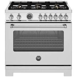 Bertazzoni Master Series 36 in. 5.9 cu. ft. Convection Oven Freestanding LP Gas Range with 6 Sealed Burners & Griddle - Stainless Steel, , hires